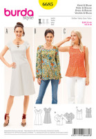 6685 Kleid, Bluse, Top, hohe Taille, Burda 6685 Kleid, Bluse, Top, hohe Taille, Burda