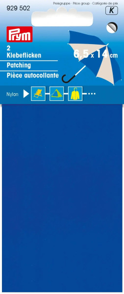 Klebeflicken Nylon 2 Stück, 6,5 x 14 cm, blau