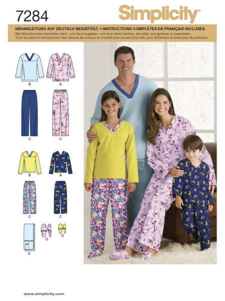 S7284, S3935 Pyjama, Schnittmuster von Simplicity