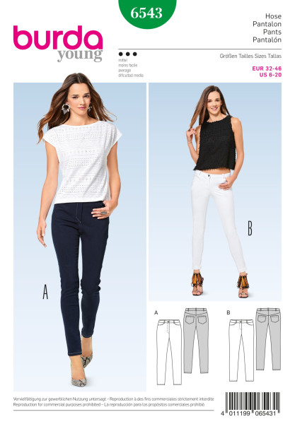 6543 Schmale Hose, Jeans, Burda