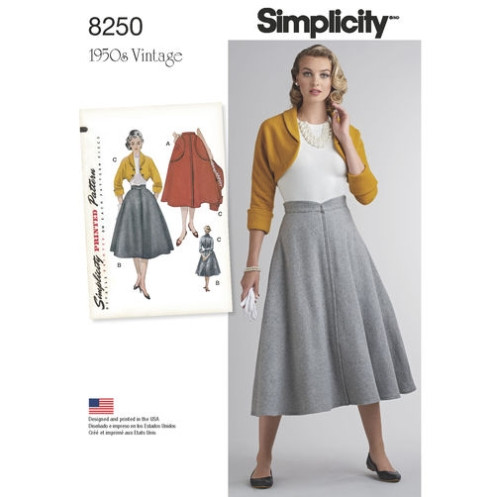 S8250 1950er Damen Shirt Bolero, Simplicity