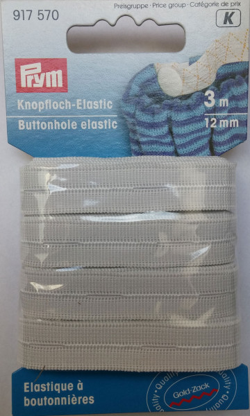 Knopfloch-Elastic 12 mm weiß