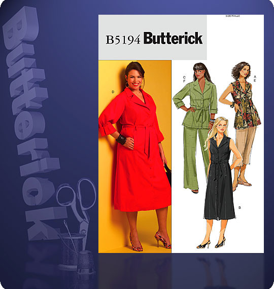 Butterick B5194 Damen Top, Kleid, Gürtel, Shorts OFP