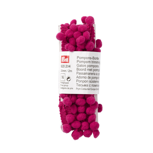 Pompons-Borte 20 mm pink