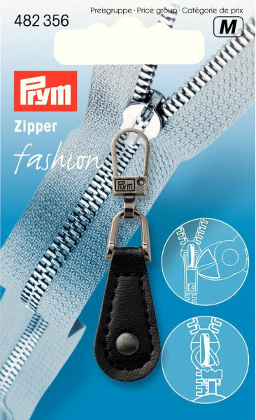 Fashion-Zipper Lederimitat rund schwarz