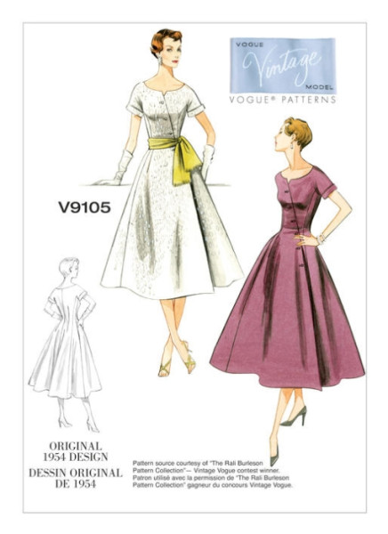 V9105 Damen Kleid Schärpe, Vogue