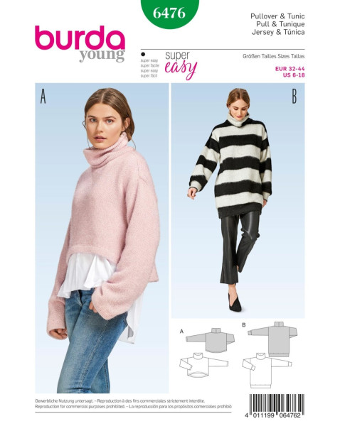 6476 Pullover H, W 2017 #6476, Burda