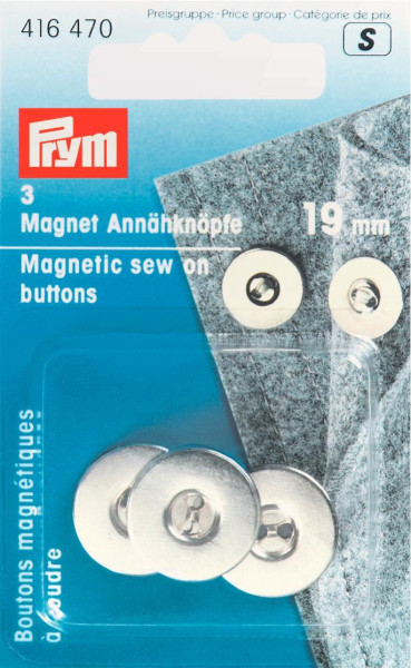 Magnet-Annähknöpfe 19 mm silberfarbig