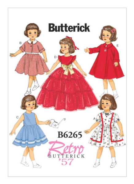 B6265 Retro Mantel Kleid Puppe Jackett, Butterick