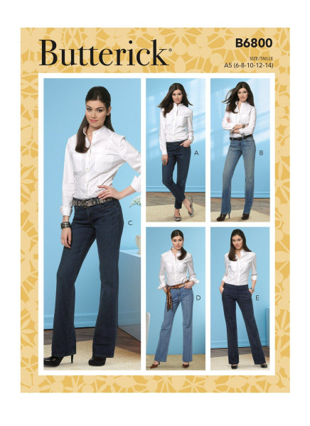 B6800 Damen Jeans, Butterick
