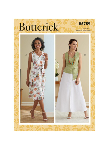 B6759 Damen Gürtel Kleid Schärpe, Butterick