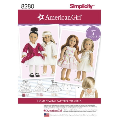 S8280 Kleidung Puppe Mädchen, Simplicity
