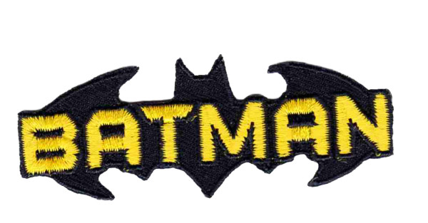Batman Fledermaus, Schriftzug gr, Bügelbild, ca. 8x3cm