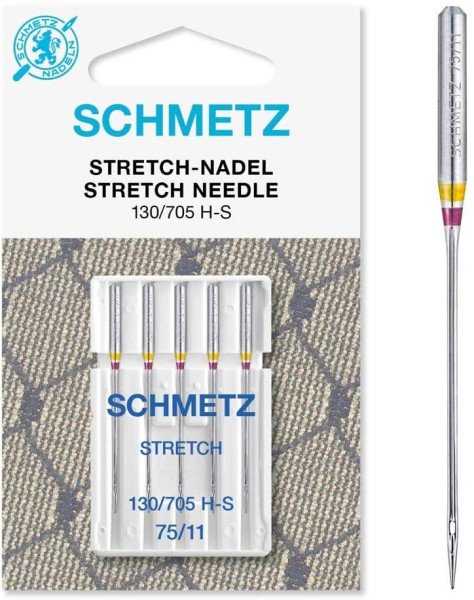 SCHMETZ Nähmaschinennadeln | 5 Stretch-Nadeln | 130/705 H-S | Nadeldicke 75/11