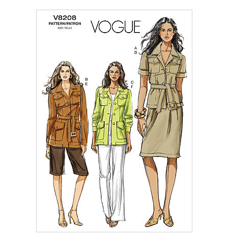 Vogue V8208 Jacket, Gürtel, Rock, Shorts und Hose OFP