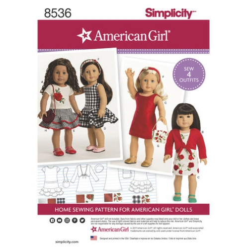 S8536 Kleidung Puppe Mädchen, Simplicity
