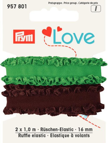 Prym Love Rüschen-Elastic 16mm braun/grün 2x1m
