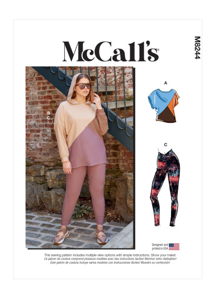 M8244 Damen Tops Leggings, McCalls