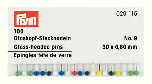 Glaskopfnadeln ST 0,60 x 30 mm bunt