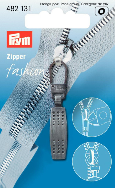 Fashion-Zipper Matrix schwarz gebürstet