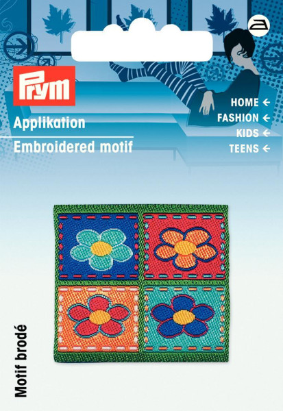 Applikation Patch 4 Blumen eckig