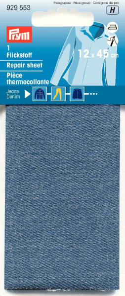 Flickstoff Jeans (bügeln) 12 x 45 cm mittelblau