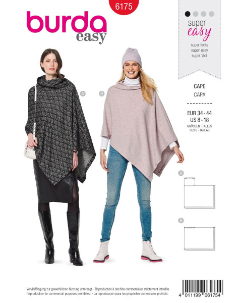 6175 Ponchos, Schnittmuster von Burda