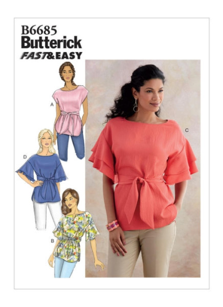 B6685 Damen Top Schärpe, Butterick