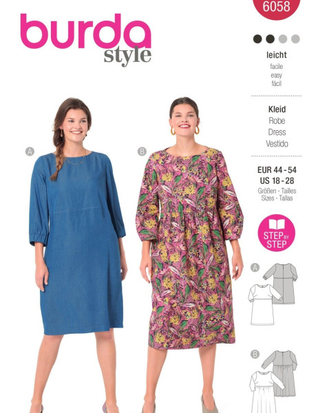 6058 Kleid, Schnittmuster von Burda