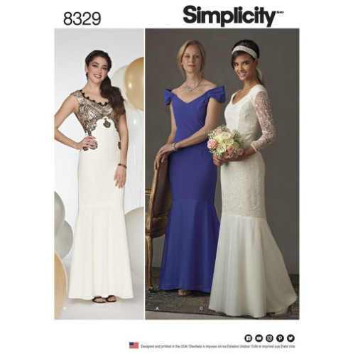 S8329 Damen Flügelärmel Stoff Kleid, Simplicity