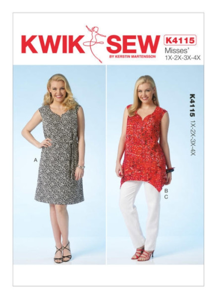 Damen Hose Tunika Gürtel Kleid, KwikSew K4115