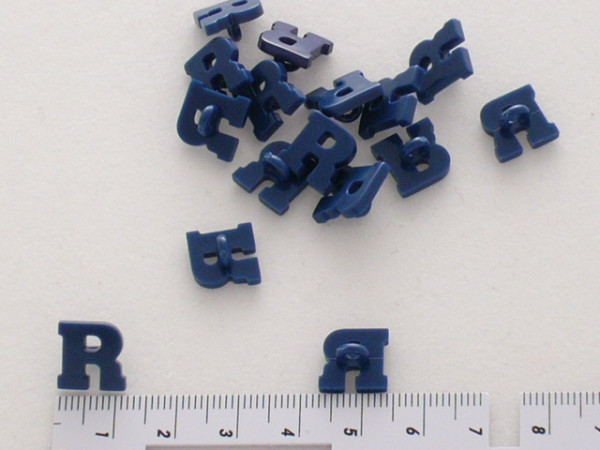 181185 Buchstaben- u. Zahlenknopf, blau, Dill