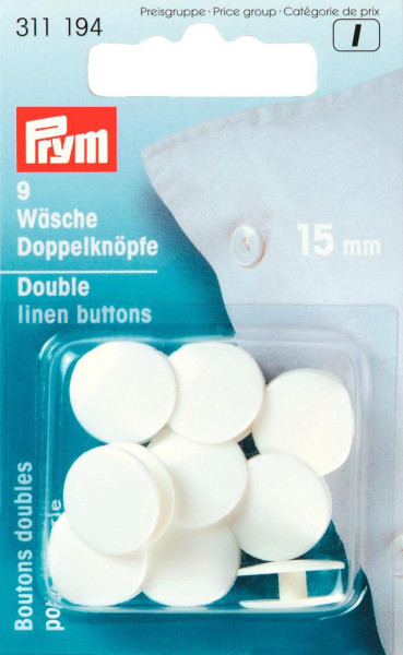 Wäsche-Doppelknöpfe KST 24'' 15 mm weiß