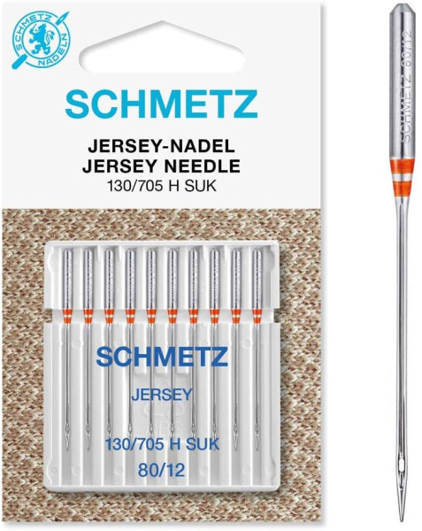 SCHMETZ Nähmaschinennadeln | 10 Jersey-Nadeln | 130/705 H SUK | Nadeldicke 80/12